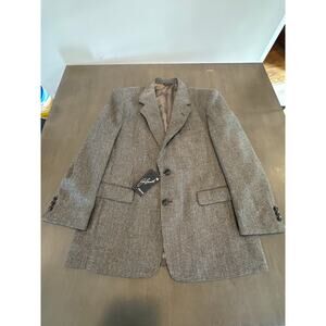 NWT JOE NAMATH SIGNATURE COLLECTION - MEN'S BROWN TWEED BLAZER SPORT COAT - 44S
